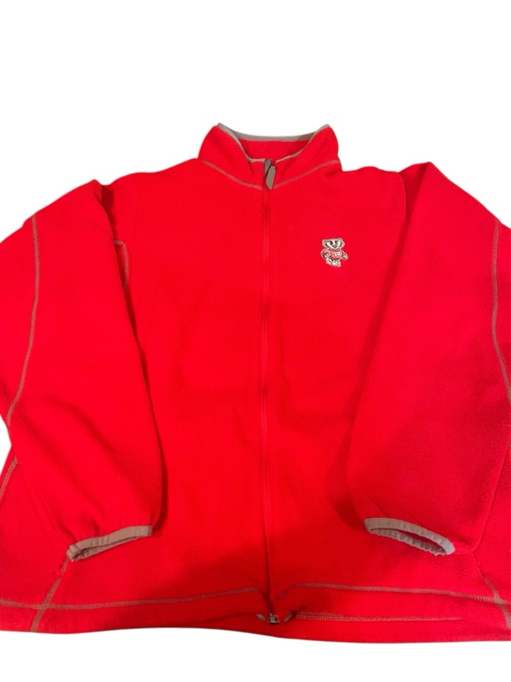 Bucky Badger Red Full-Zip Fleece Jacket with Small Embroidered Logo